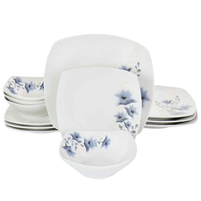 Gibson Home Evening Orchid 12 Piece Fine Ceramic Dinnerware Set