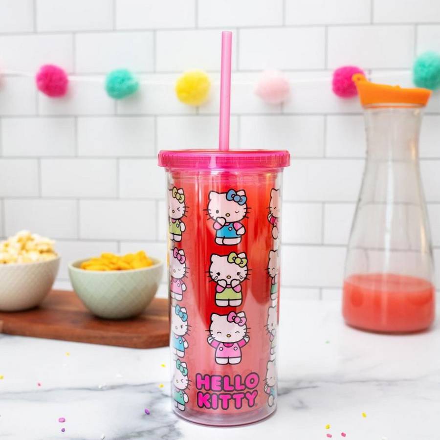 Sanrio Hello Kitty Expressions 20 oz Carnival Cup With Lid and Straw - Pink