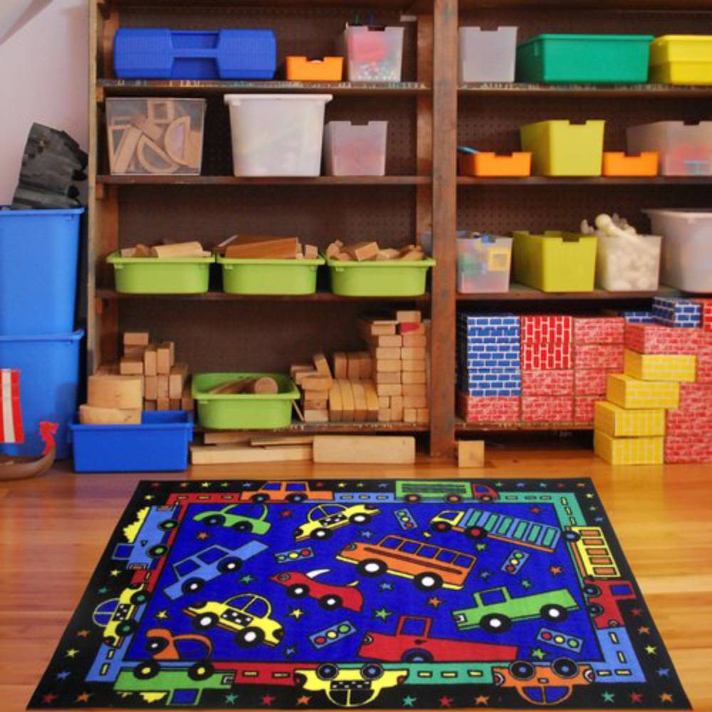 L.A Rugs 3'3" x 4'10" Fun Time Bip Bip Rectangular Area Rug - Blue