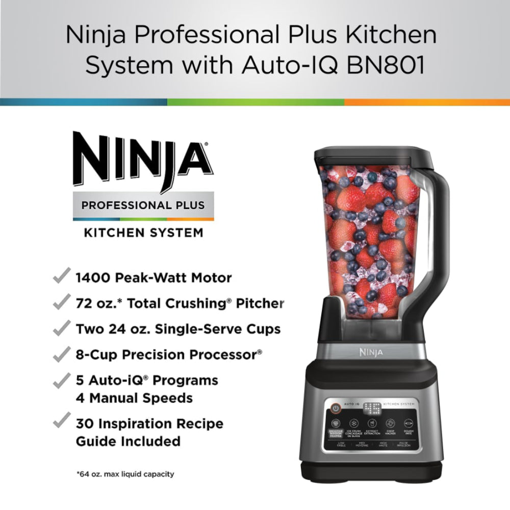 Ninja BN801 Professional Plus Kitchen System with Auto-iQ - Black/Silver
