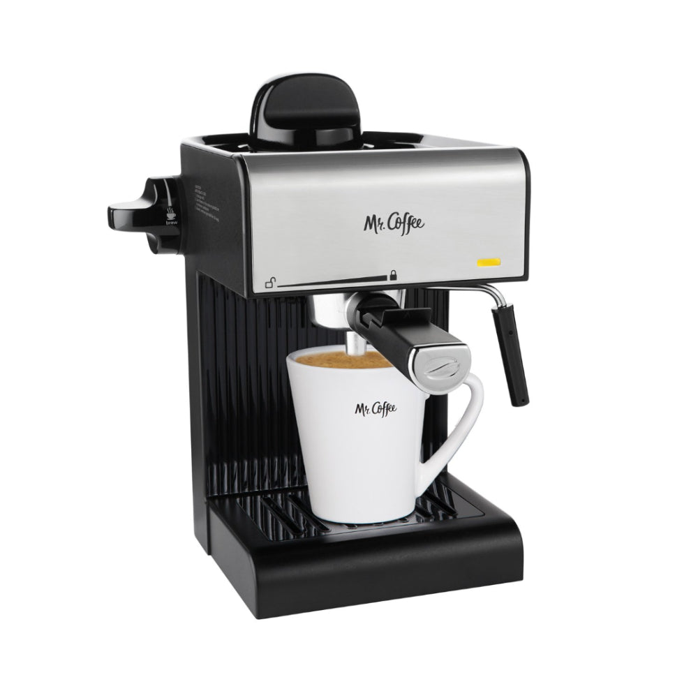Cafetera automática para espresso y capuchino Mr. Coffee BVMC-ECM170 Cafetera a vapor de 20 oz - Acero inoxidable y color negro