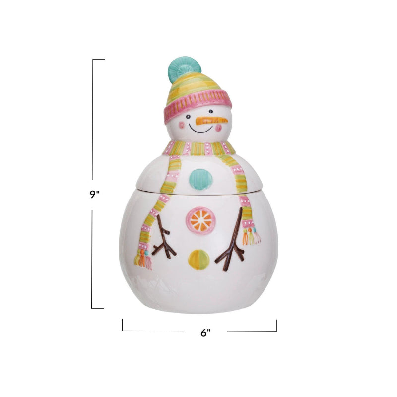 Creative Co-op Snowman Shaped Cookie Jar - Multicolor