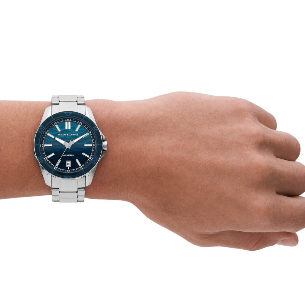 Armani Exchange Men's 44mm Silver Bracelet Watch - Blue Dial