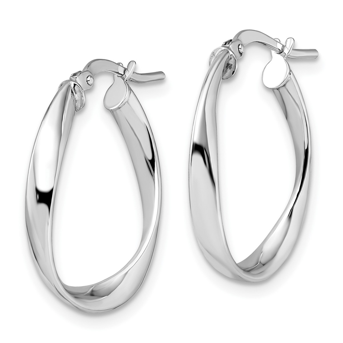 14K Leslie's Women's 3mm Hoop Earrings =in Rhodium Plating-over 14K White Gold