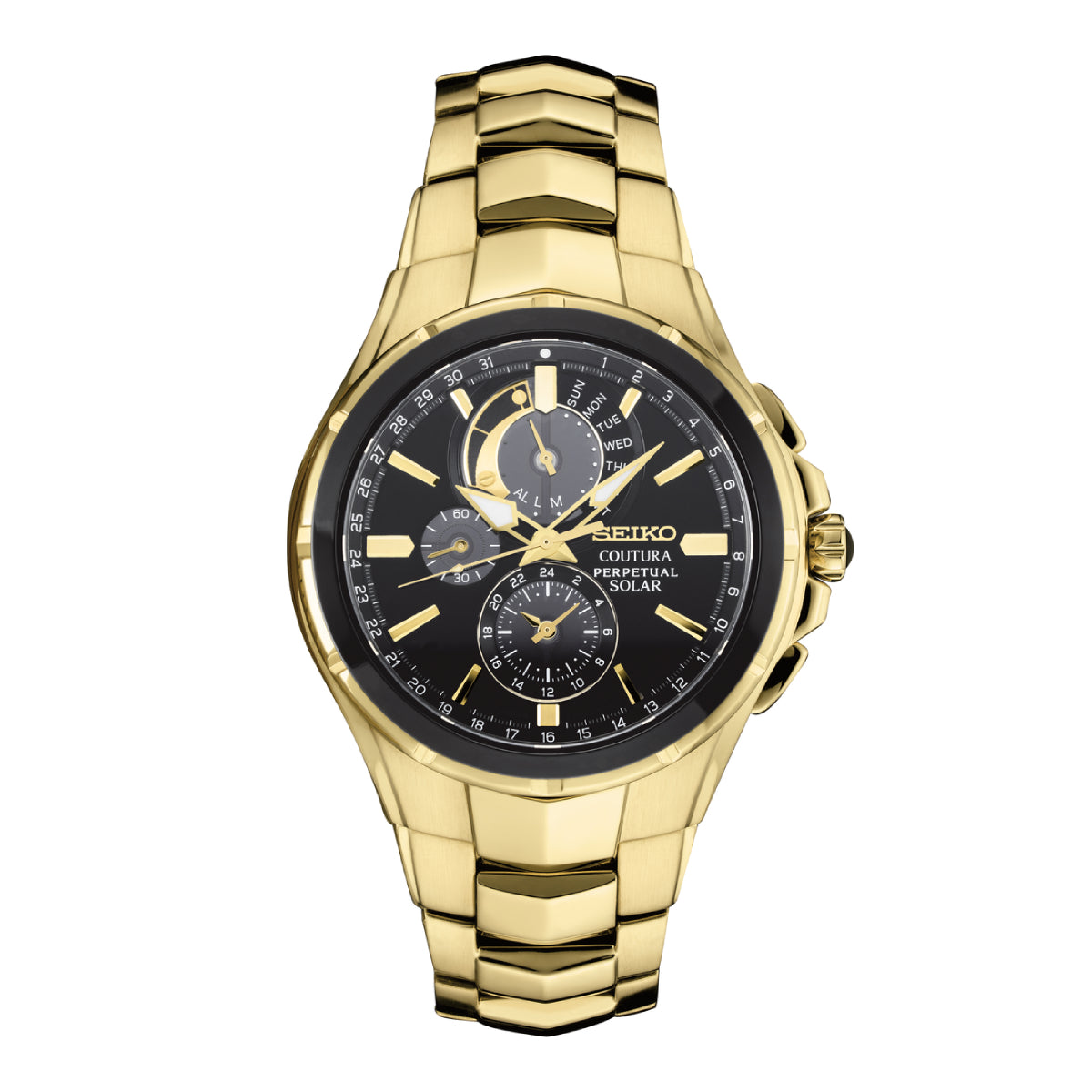 Seiko Coutura Men's 44mm Gold-Tone Bracelet Watch - Black Dial
