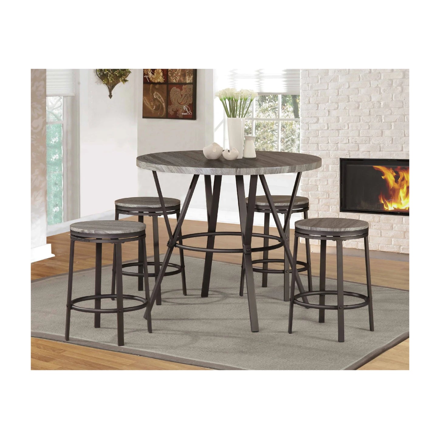 4Pc of Natural Metal Counter Height Swivel Stool