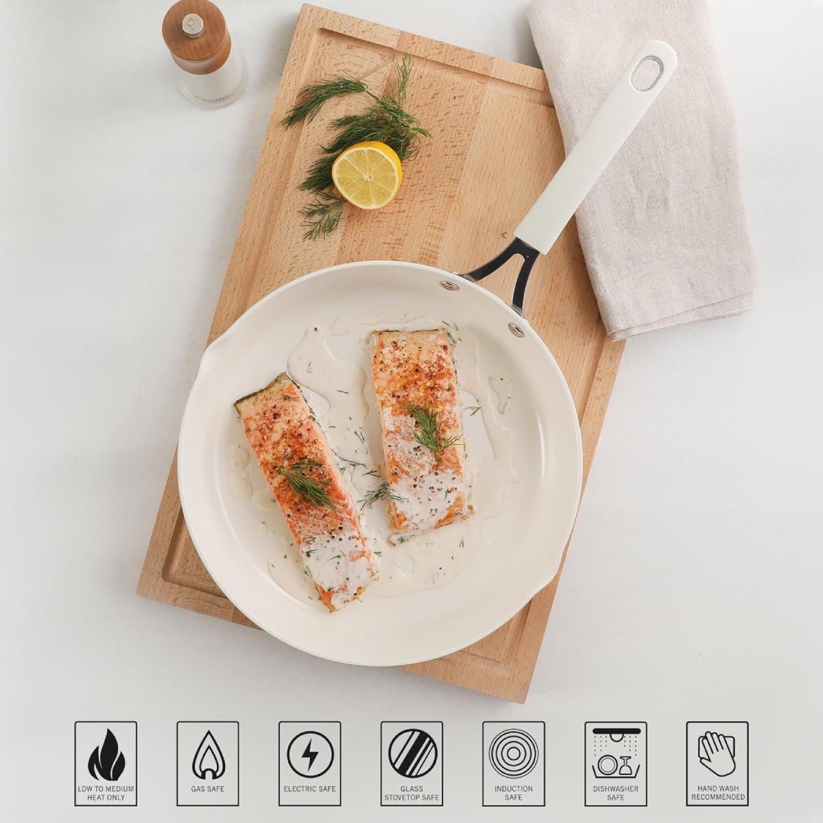 Martha Stewart 145043 Heathland 9.5" Fry Pan - White