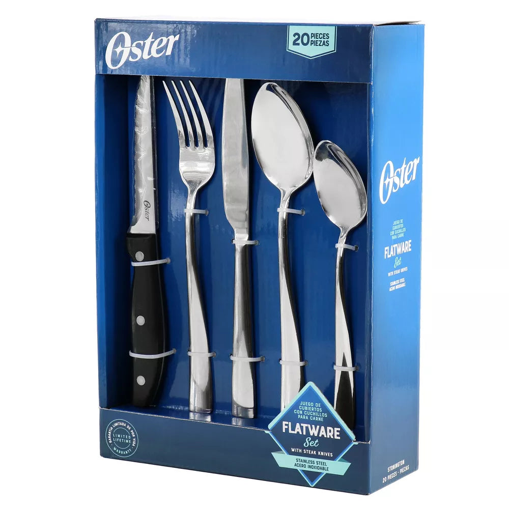 Oster 82962.2 Stonington Flatware Set with Steak Knives (20 Pieces) - Silver