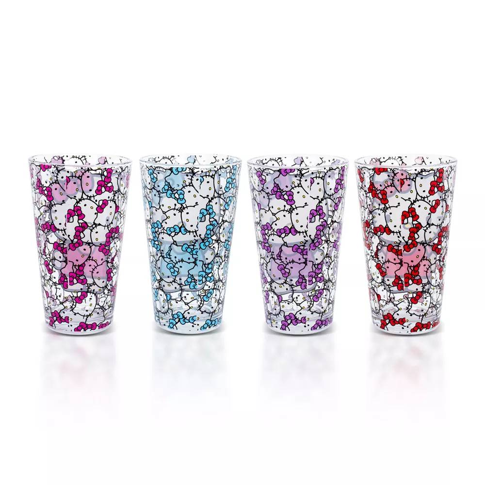 Sanrio Hello Kitty Colorful Outfits Pint Glasses (Set of 4)