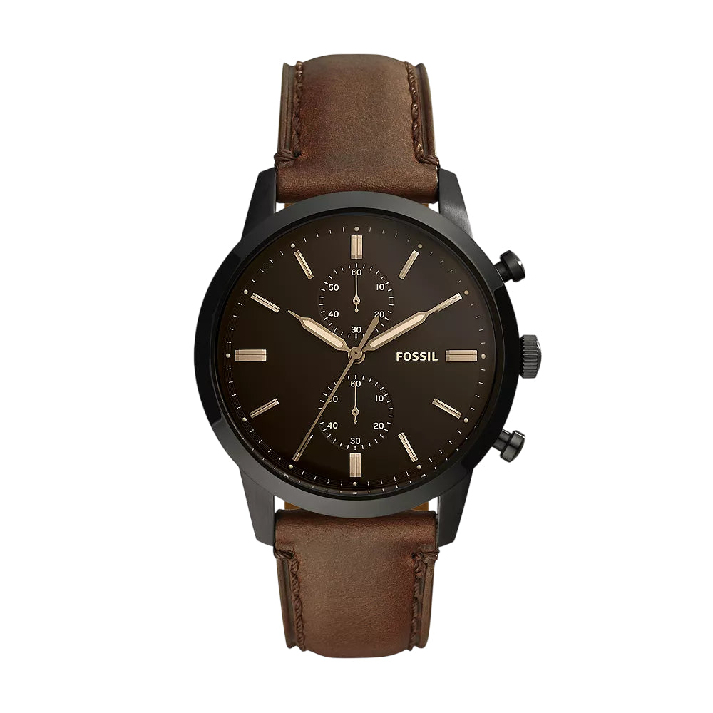 Fossil Townsman Men's 44mm Brown Strap Watch - Black Dial