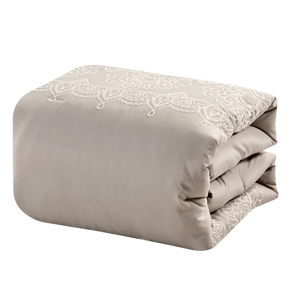 ESCA Marie Queen Size Comforter Set (7-Pieces) - Taupe