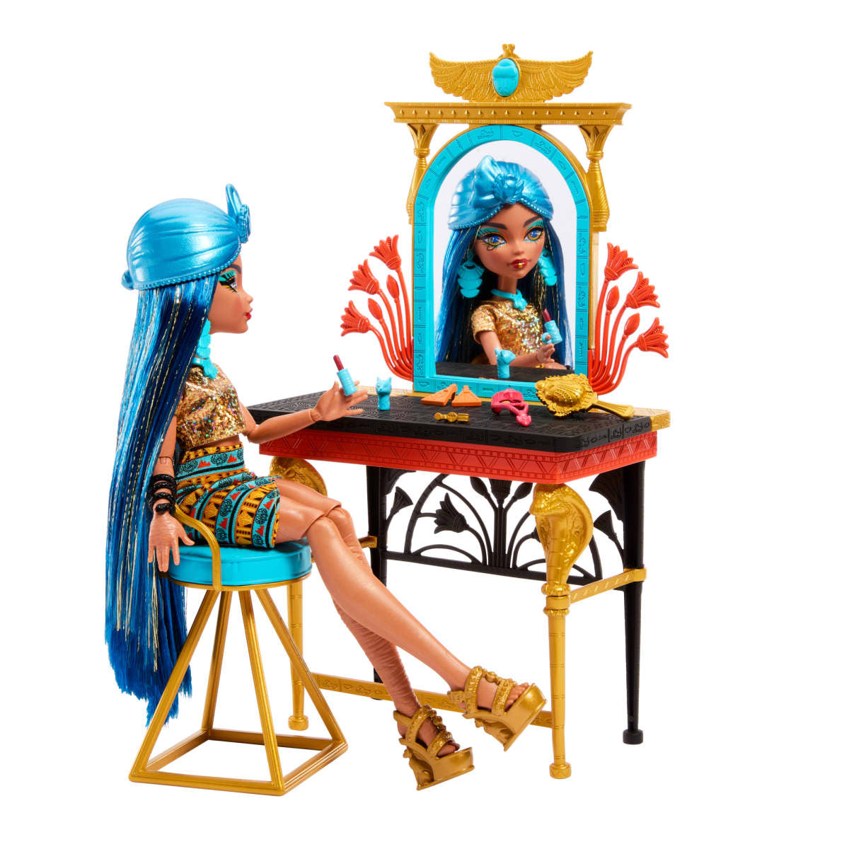 Monster High Cleo de Nile Doll Self-Scare Day Playset with Vanity Accessories