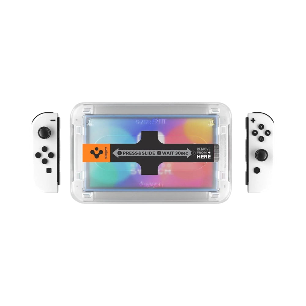 Spigen GLAS.tR EZ Fit Screen Protector for Nintendo Switch OLED (Pack of 2) - Clear
