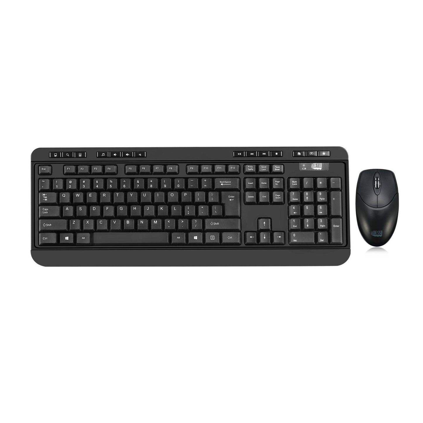 Adesso Antimicrobial Wireless Desktop Keyboard and Mouse, Black