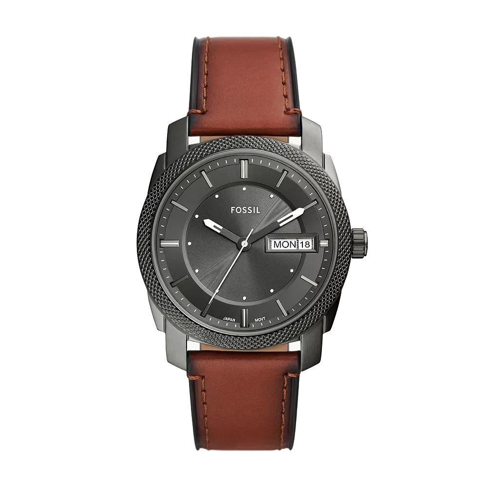 Fossil Machine Men's 42mm Brown Strap Watch - Gray Dial