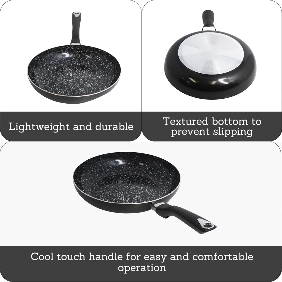 Imusa GAU/24031 10" Bistro Nonstick Fry Pan with Bakelite Handle - Black