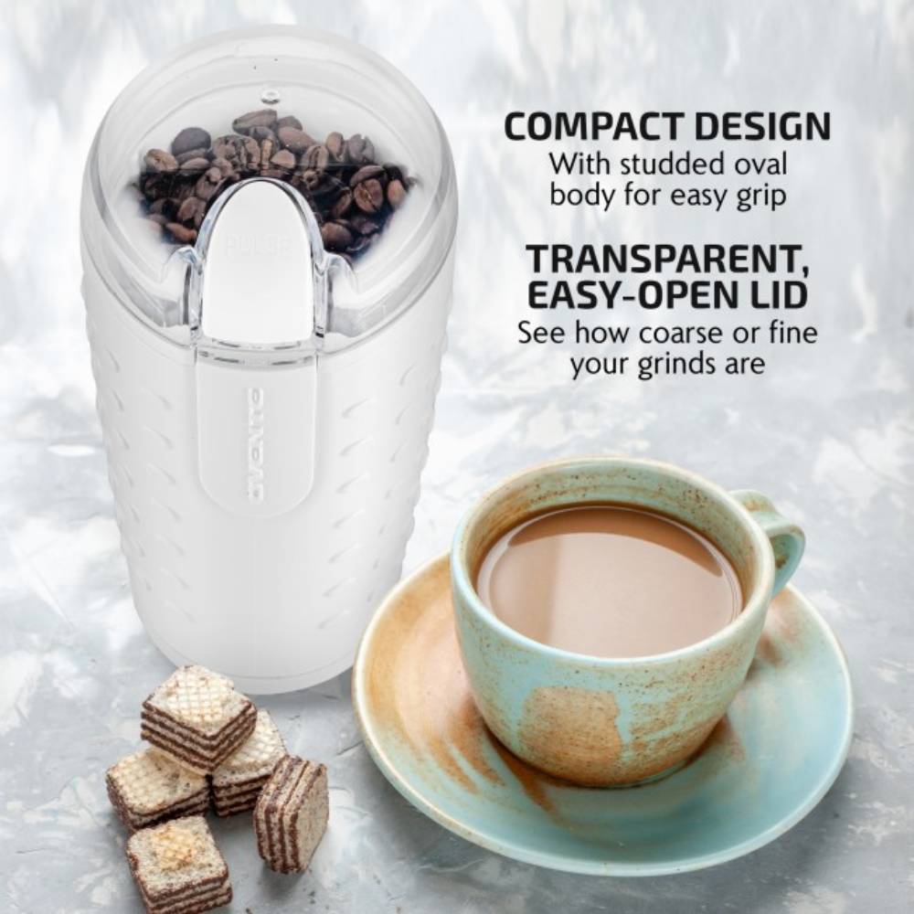 Ovente CG225W One-Touch Electric Coffee Grinder - White