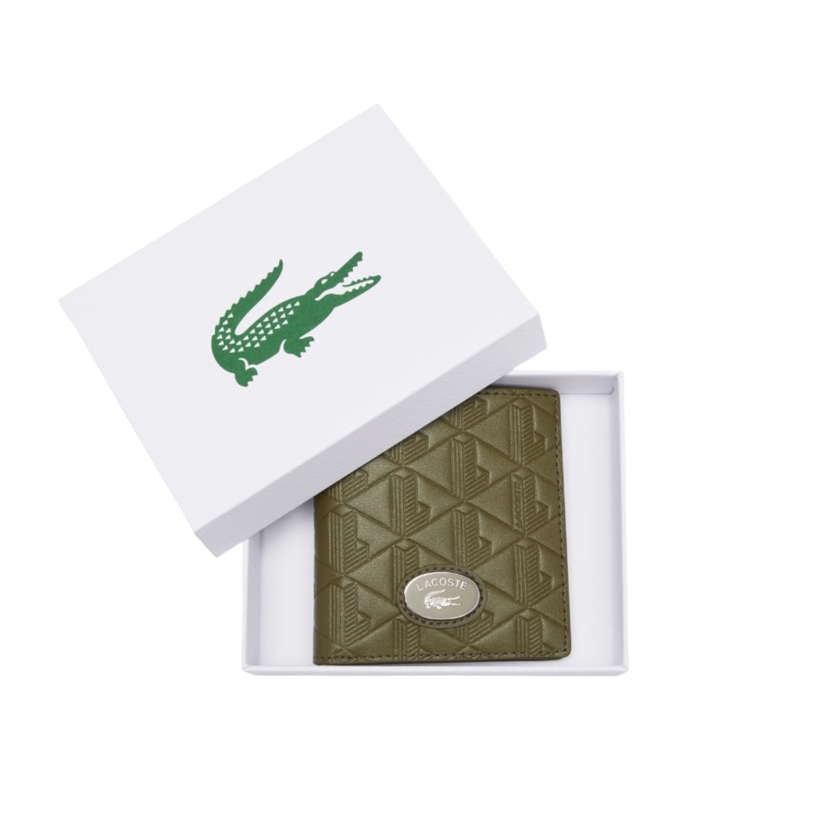 Lacoste Monogram Compact Billfold Wallet - Ivy Green