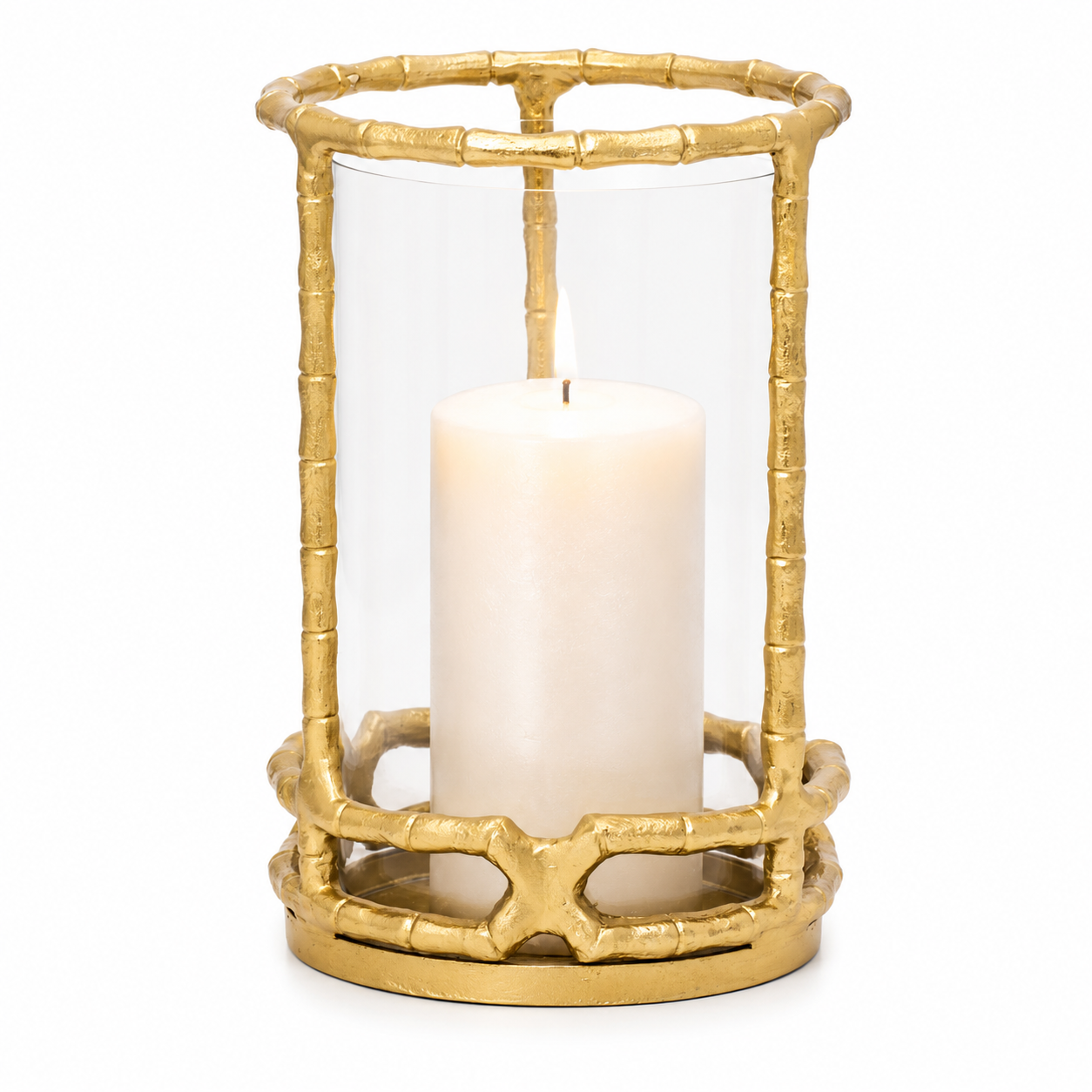 Candelabro de metal de 23 cm con forma de huracán de Sagebrook Home, dorado