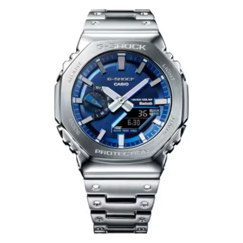 Casio G-Shock Men's 44.4mm Digital Analog Silver Bracelet Watch - Blue Dial