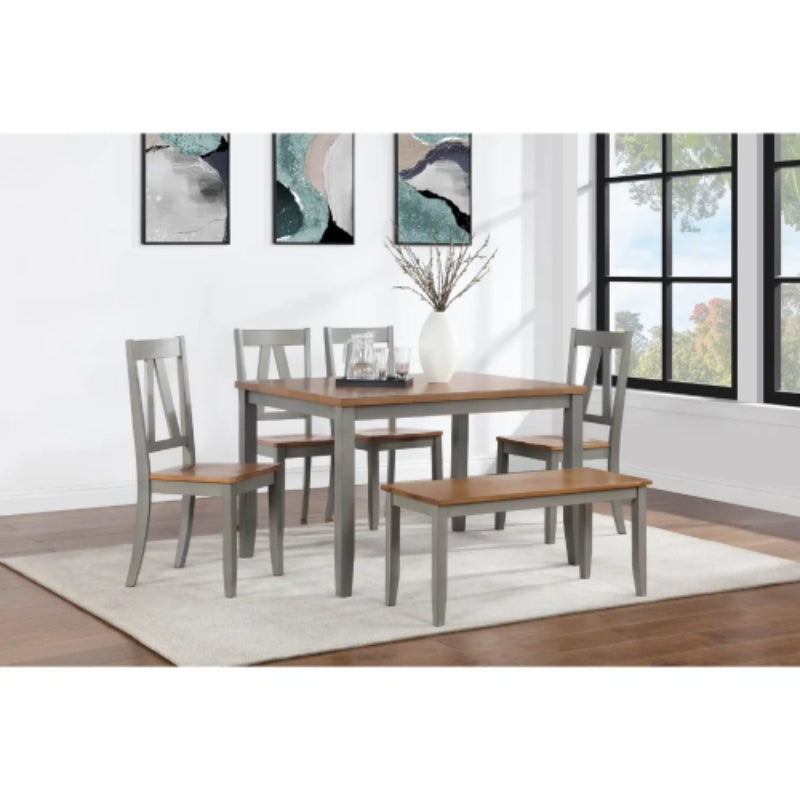Alameda Dining Table with 4 Chairs and 1 Bench by Vilo Home - Natural/Gray