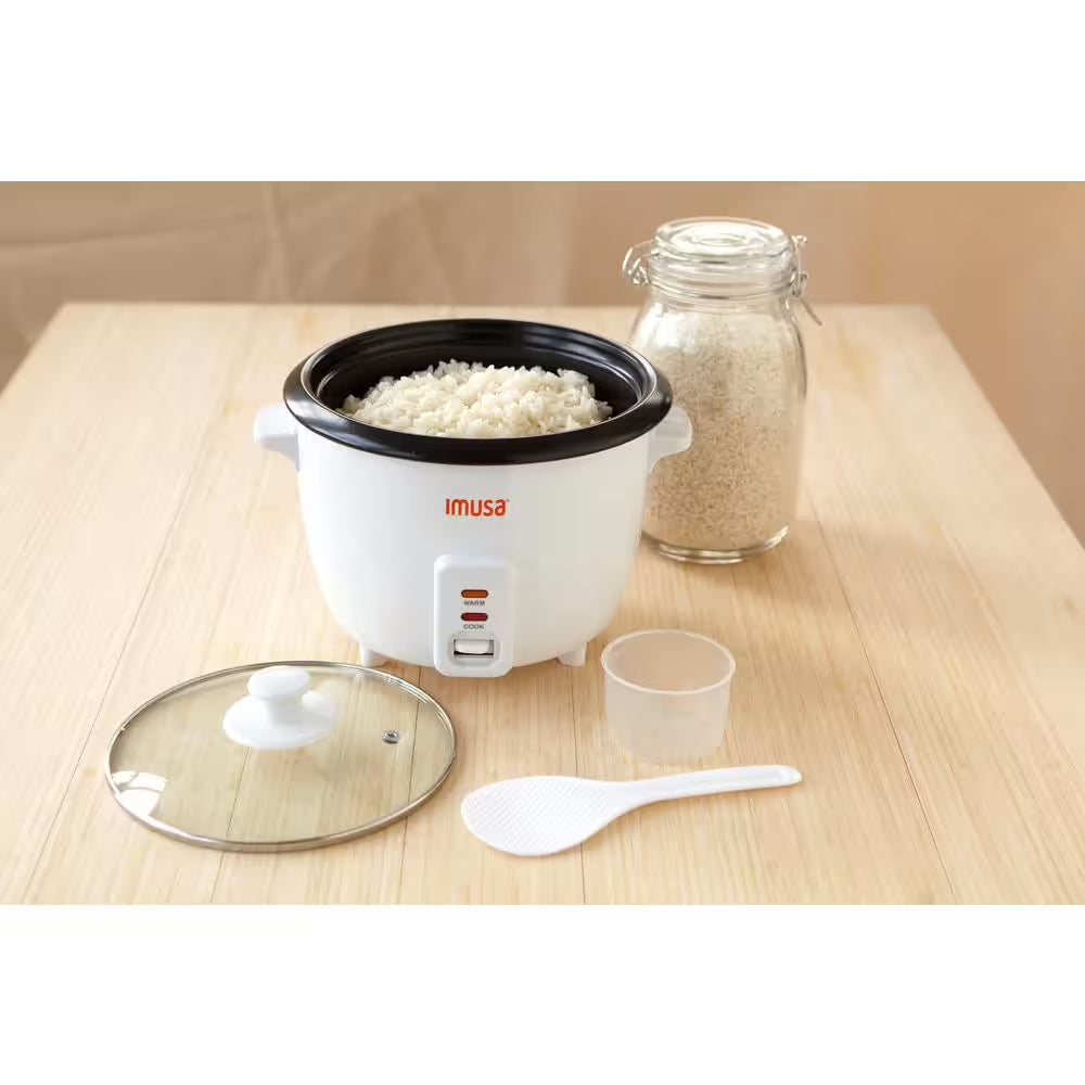 Imusa GAU-00011 3-Cup Non-Stick Cooker with Cooking Pot - White