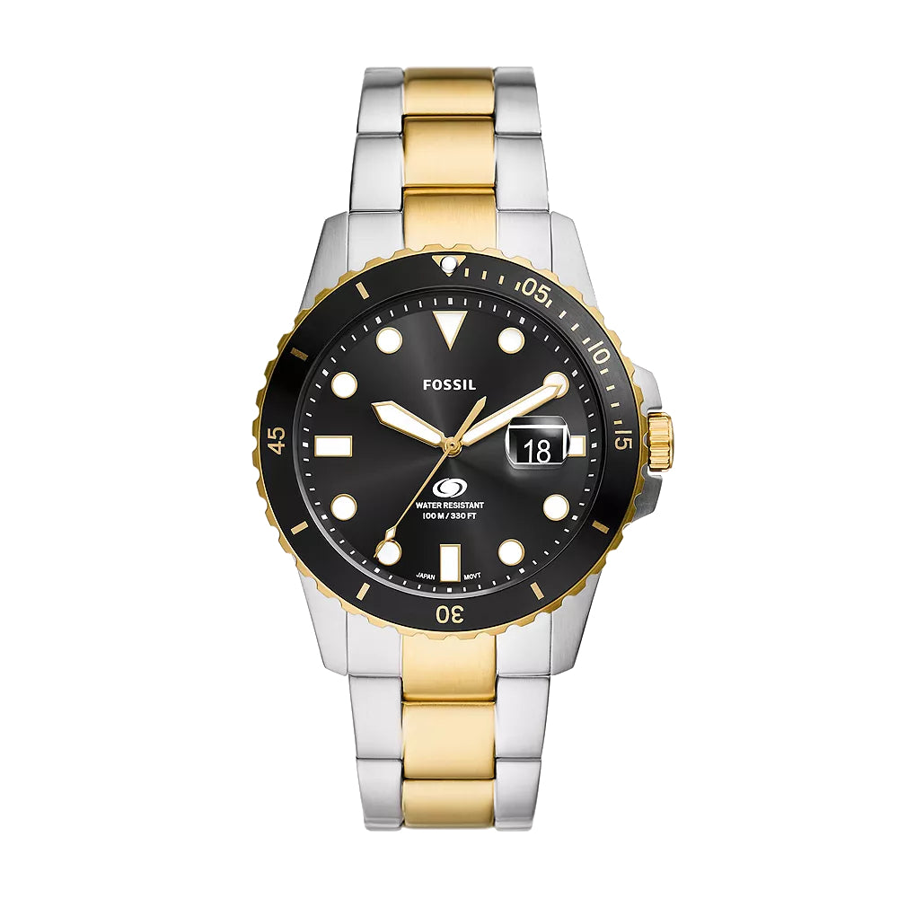 Fossil Blue Dive 42mm Two-Tone Bracelet Watch - Black Dial
