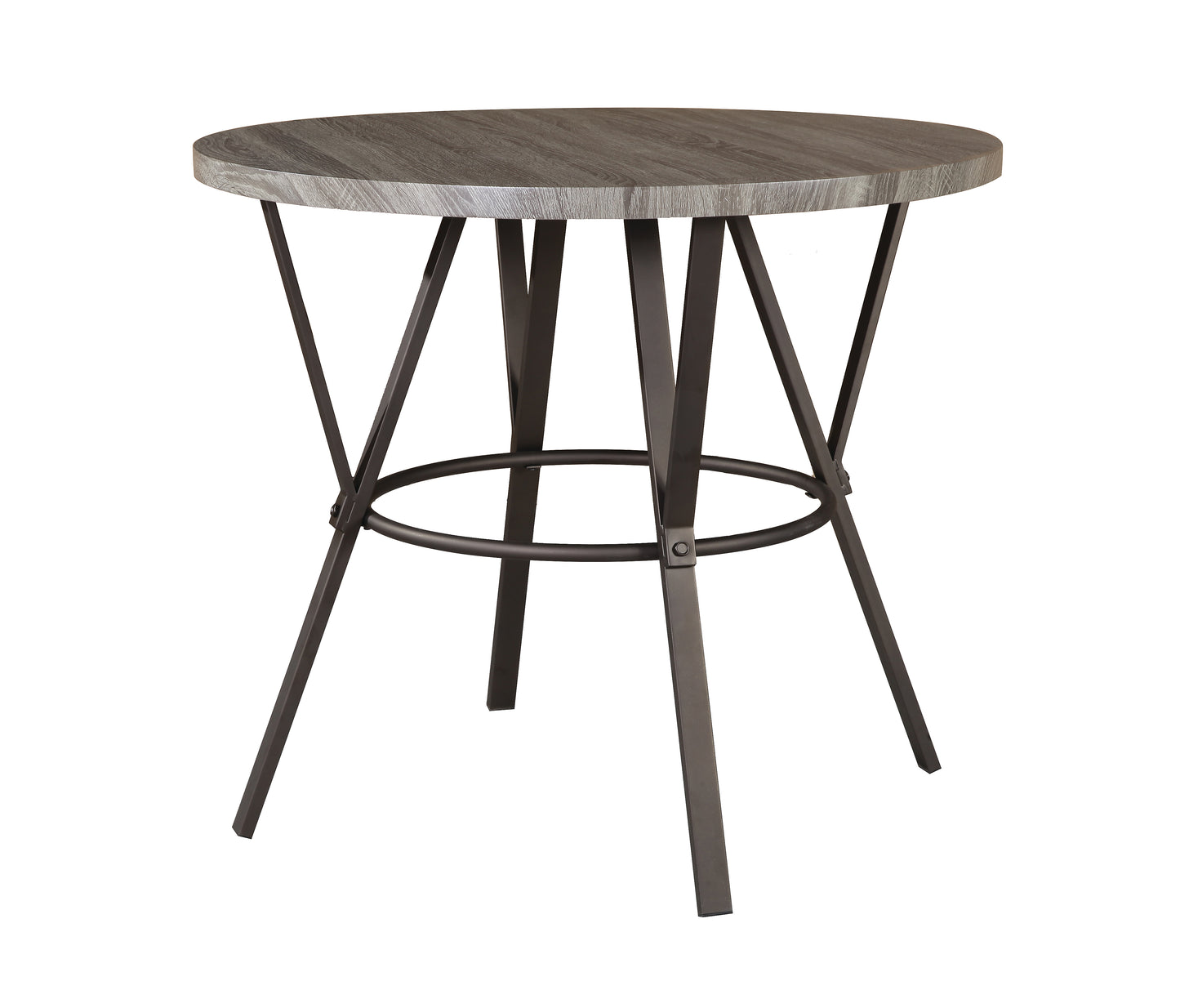 42" Brown Top Metal Round Counter Table with Wood