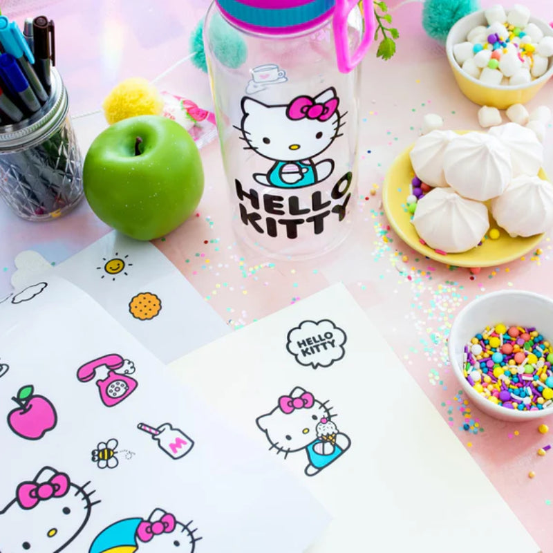 Sanrio Hello Kitty Icons 32 OZ Water Bottle and Sticker Set - Multicolor