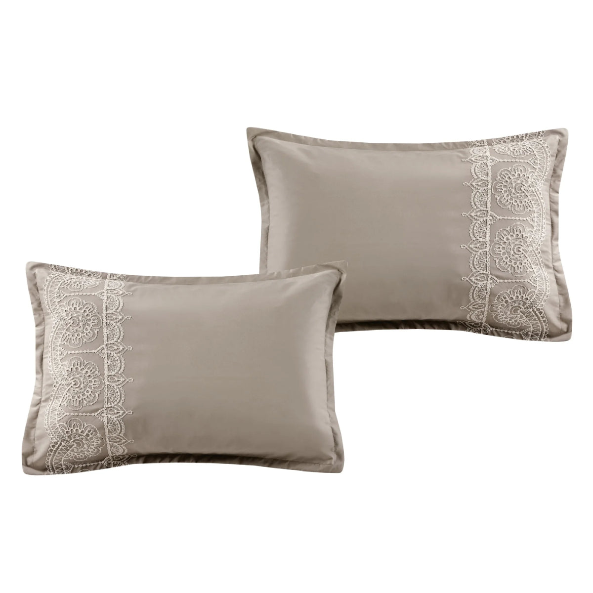ESCA Marie Queen Size Comforter Set (7-Pieces) - Taupe