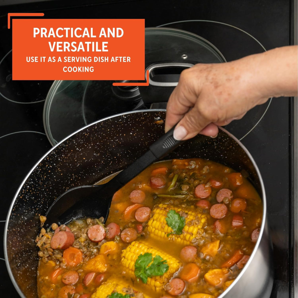 Imusa GAU/24038 10 qt Bistro Nonstick Duch Oven with Glass Lid - Black