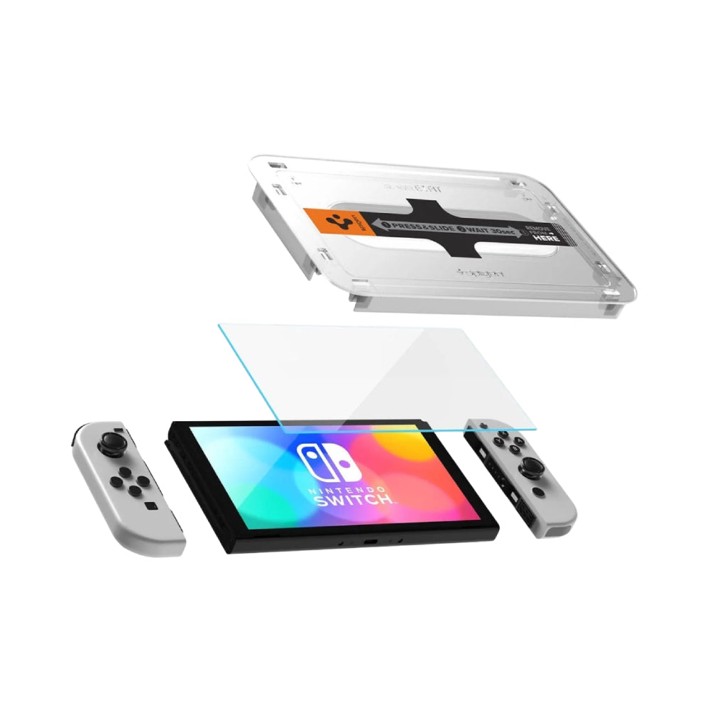 Spigen GLAS.tR EZ Fit Screen Protector for Nintendo Switch OLED (Pack of 2) - Clear