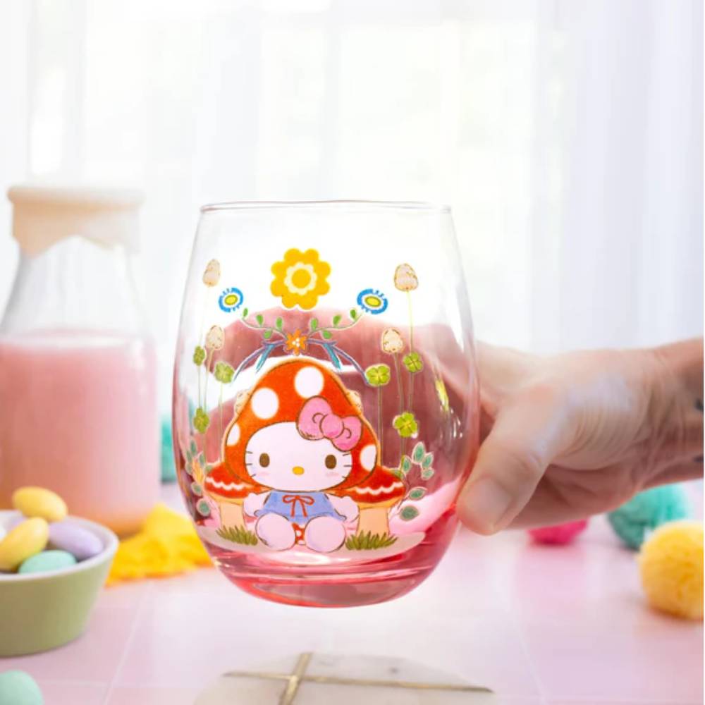 Sanrio Hello Kitty 20 oz Mushroom Art Stemless Wine Glass - Multicolor
