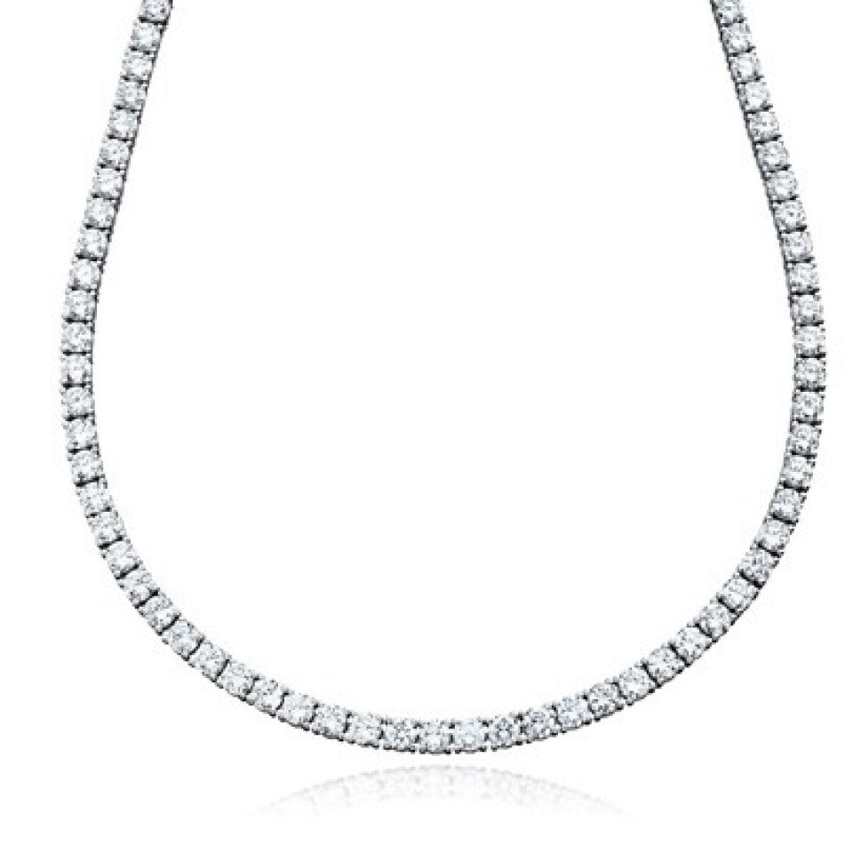 Crislu Women's 24 Carat Classic Tennis Necklace Brilliant Cubic Zirconia - Silver - Curacao