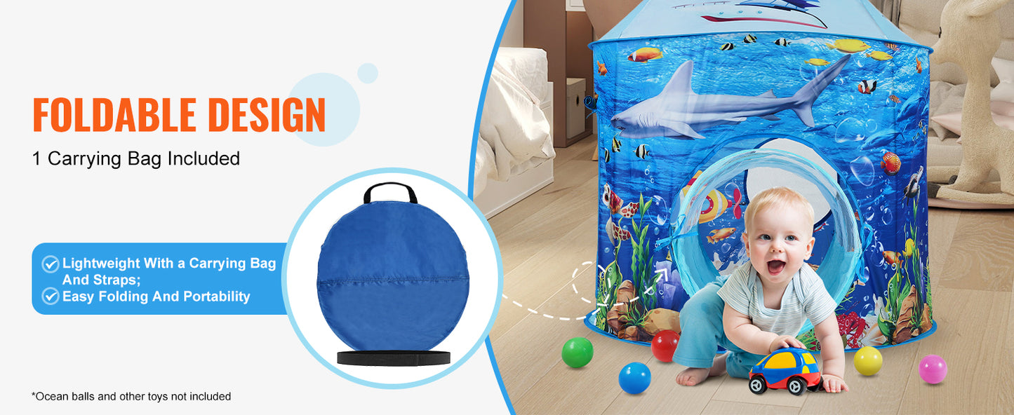 VEVOR 3 in 1 Kids Play Tent with Tunnel and Basketball Hoop