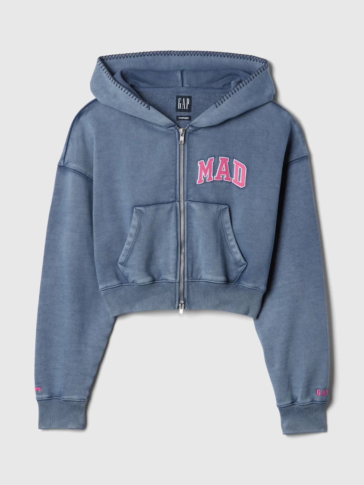 Gap MadHappy Full Zip Cropped Hoodie – Contemporary Fit in Navy