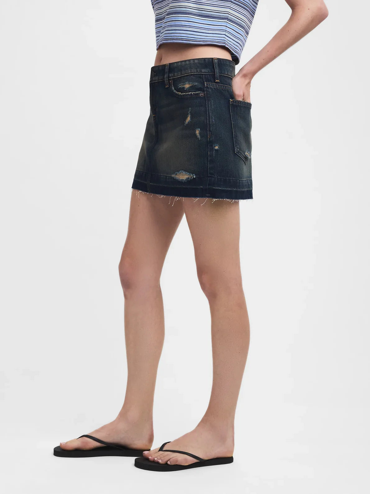 Gap MadHappy Distressed Denim Skirt – Edgy Style with Flattering Fit