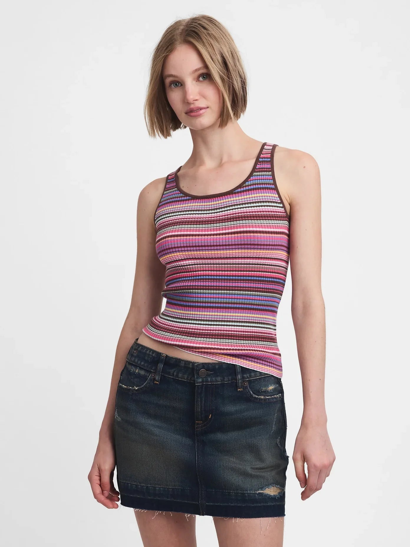 Gap MadHappy Stripe Sweater Tank – Cozy Knit Fabric with Vibrant Stripes