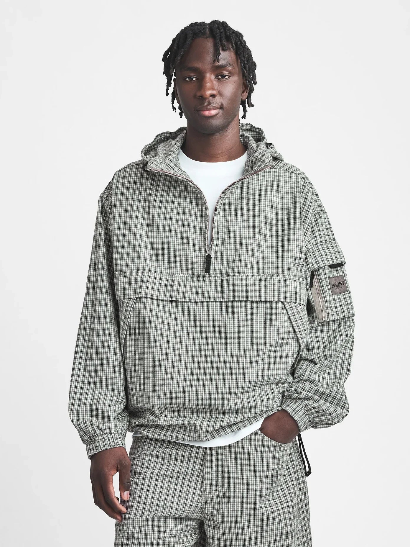 Gap - MadHappy - Oversized Plaid Anorak - Sea Spray