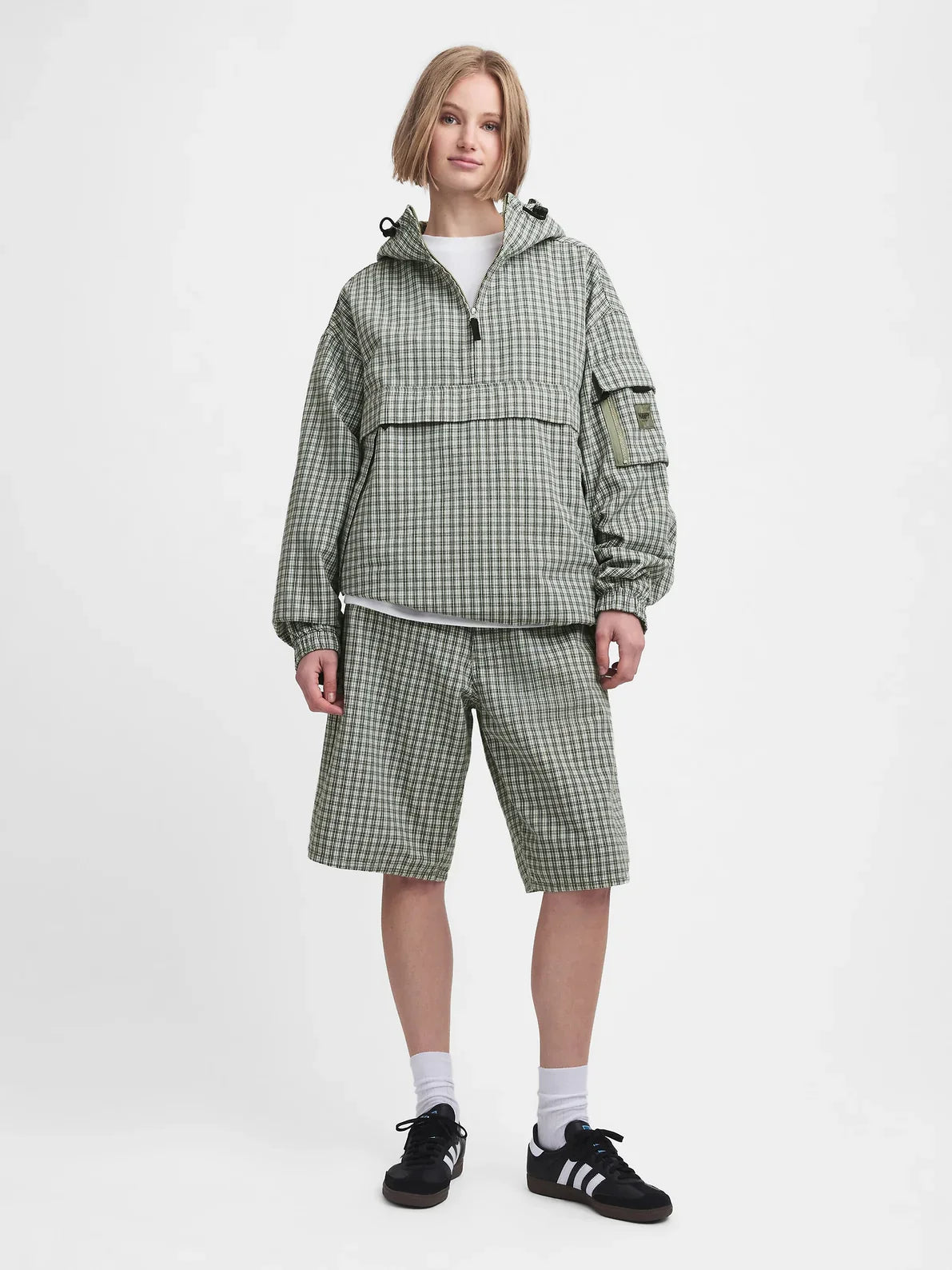 Gap - MadHappy - Oversized Plaid Anorak - Sea Spray