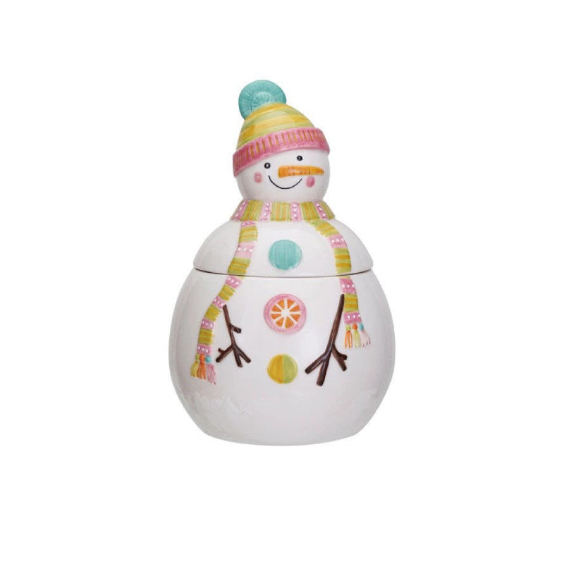 Creative Co-op Snowman Shaped Cookie Jar - Multicolor