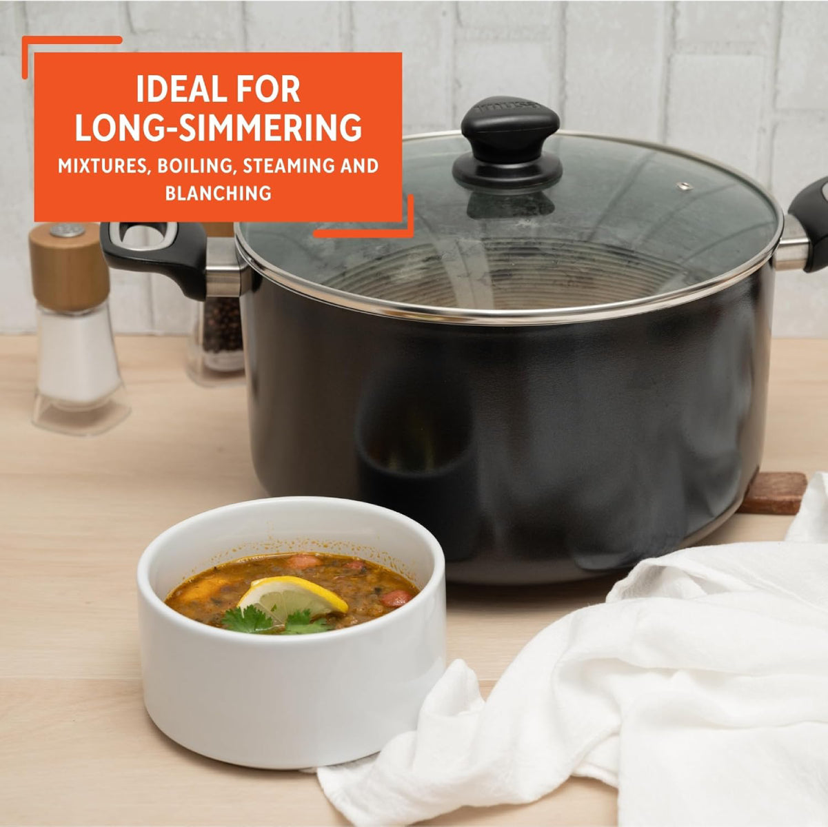 Imusa GAU/24038 10 qt Bistro Nonstick Duch Oven with Glass Lid - Black