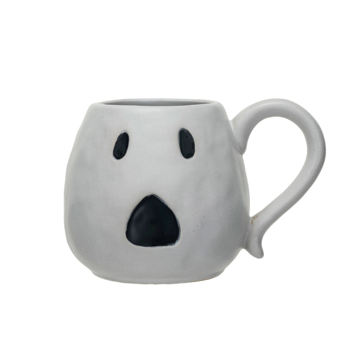 Creative Co-op 16 oz Debossed Ghost Shaped Mug - White/Black