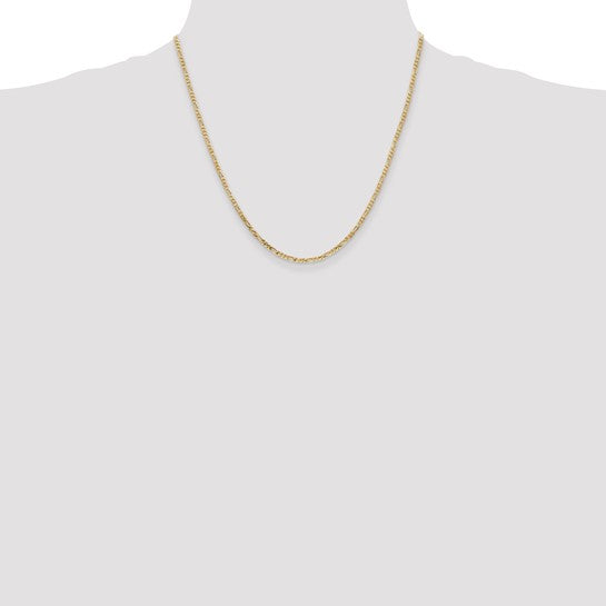 14K Yellow Gold20 inch 2.25mm Flat Figaro with Lobster Clasp Chain