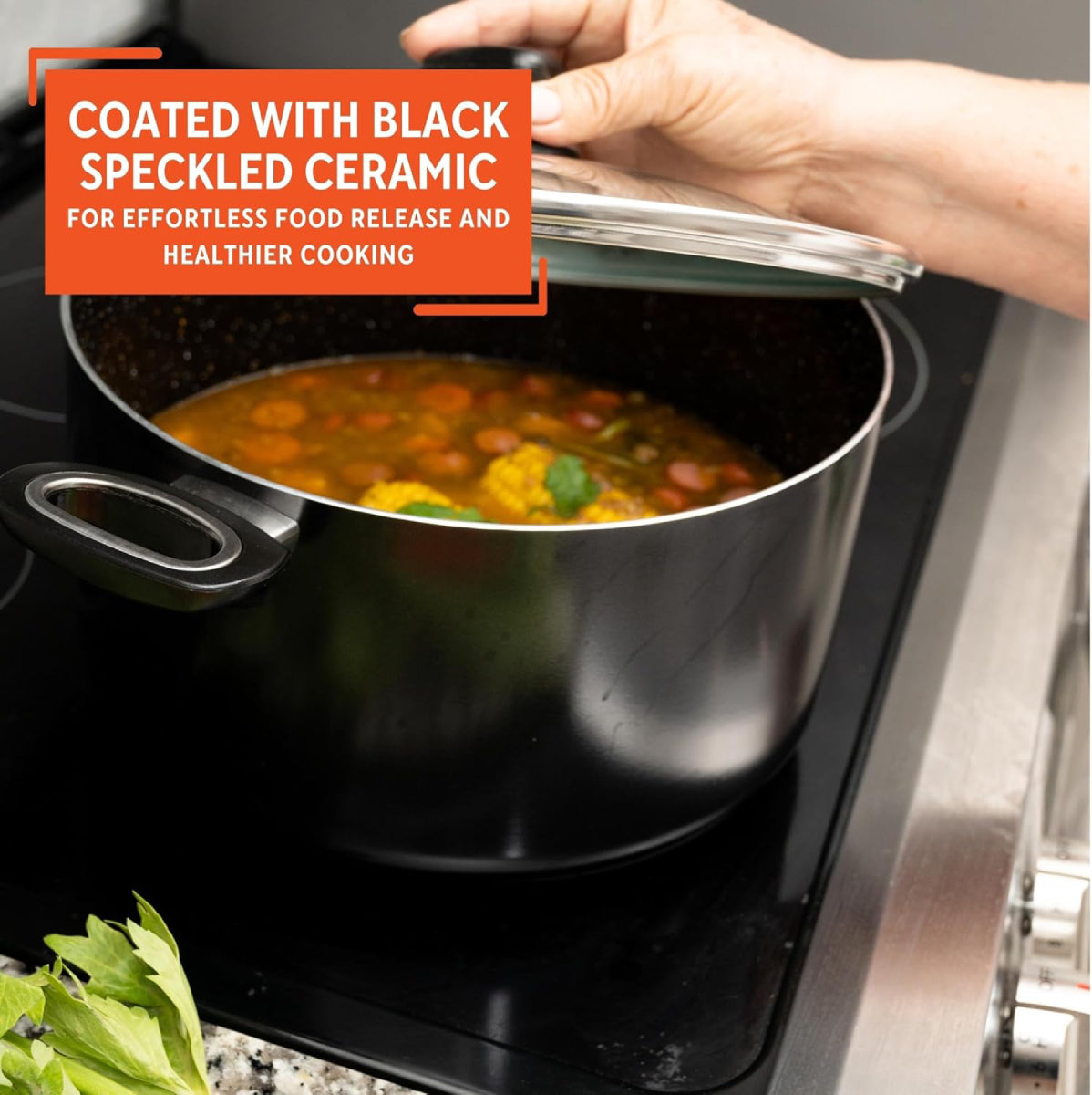 Imusa GAU/24038 10 qt Bistro Nonstick Duch Oven with Glass Lid - Black