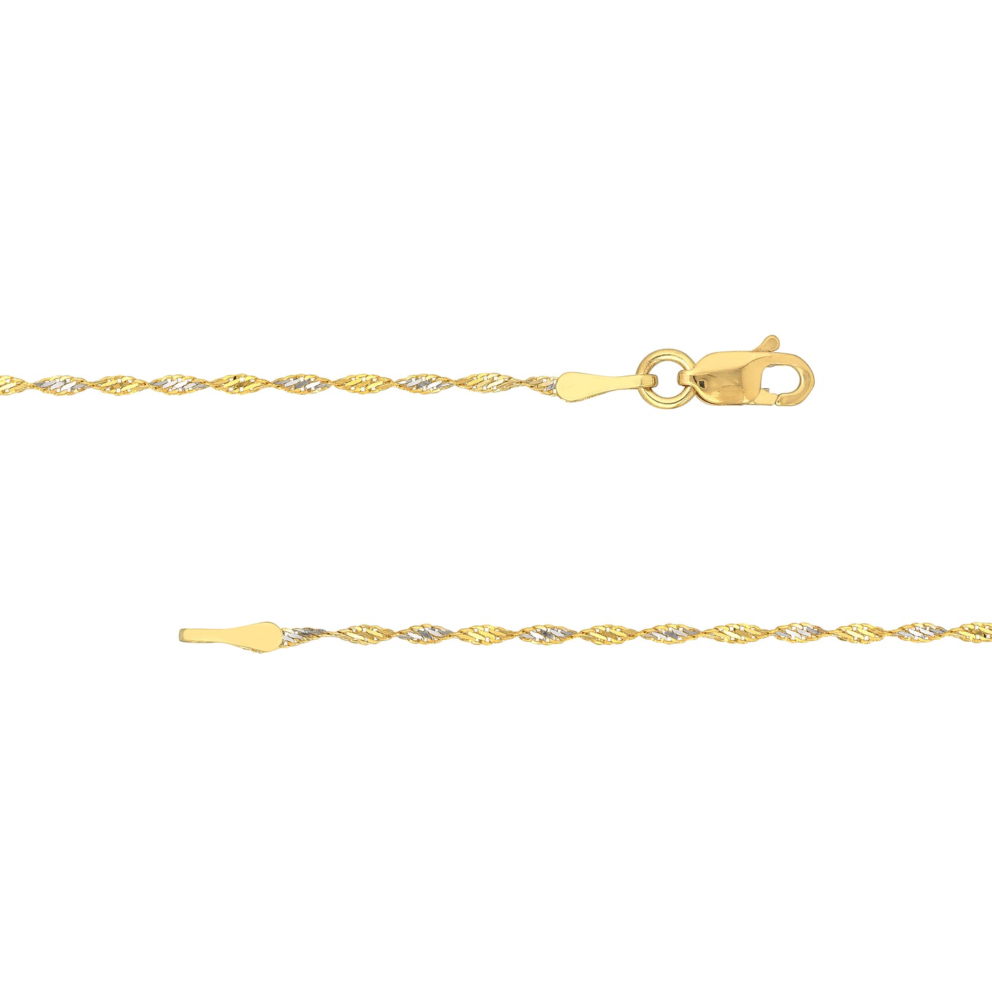 14K Yellow & White Gold 1.35mm Twisted Dorica Chain