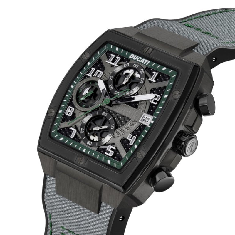Ducati Men's 40mm Gray Strap Watch - Black Dial