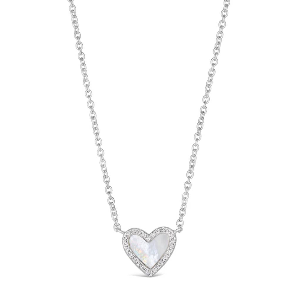 Anna Zuckerman House of Cards 01 Women's Diamond Crystalline and Mother of Pearl Necklace in Platinum-Plating over 925 Sterling Silver