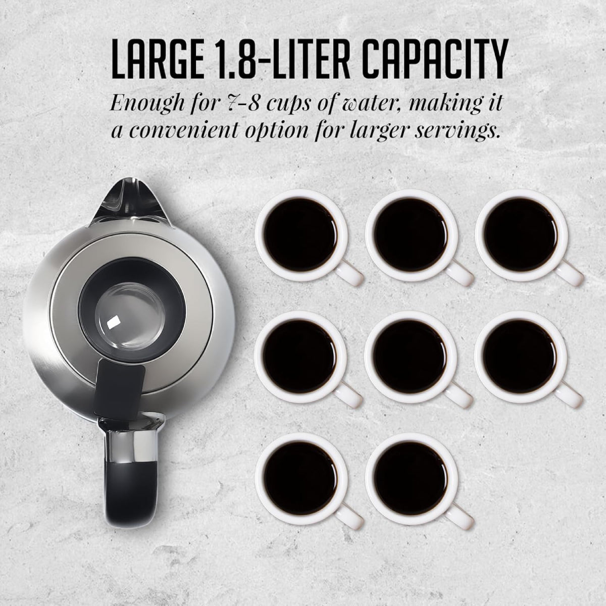 Ovente KG71S 1500W Electric Kettle with Boil Dry Protection - Silver