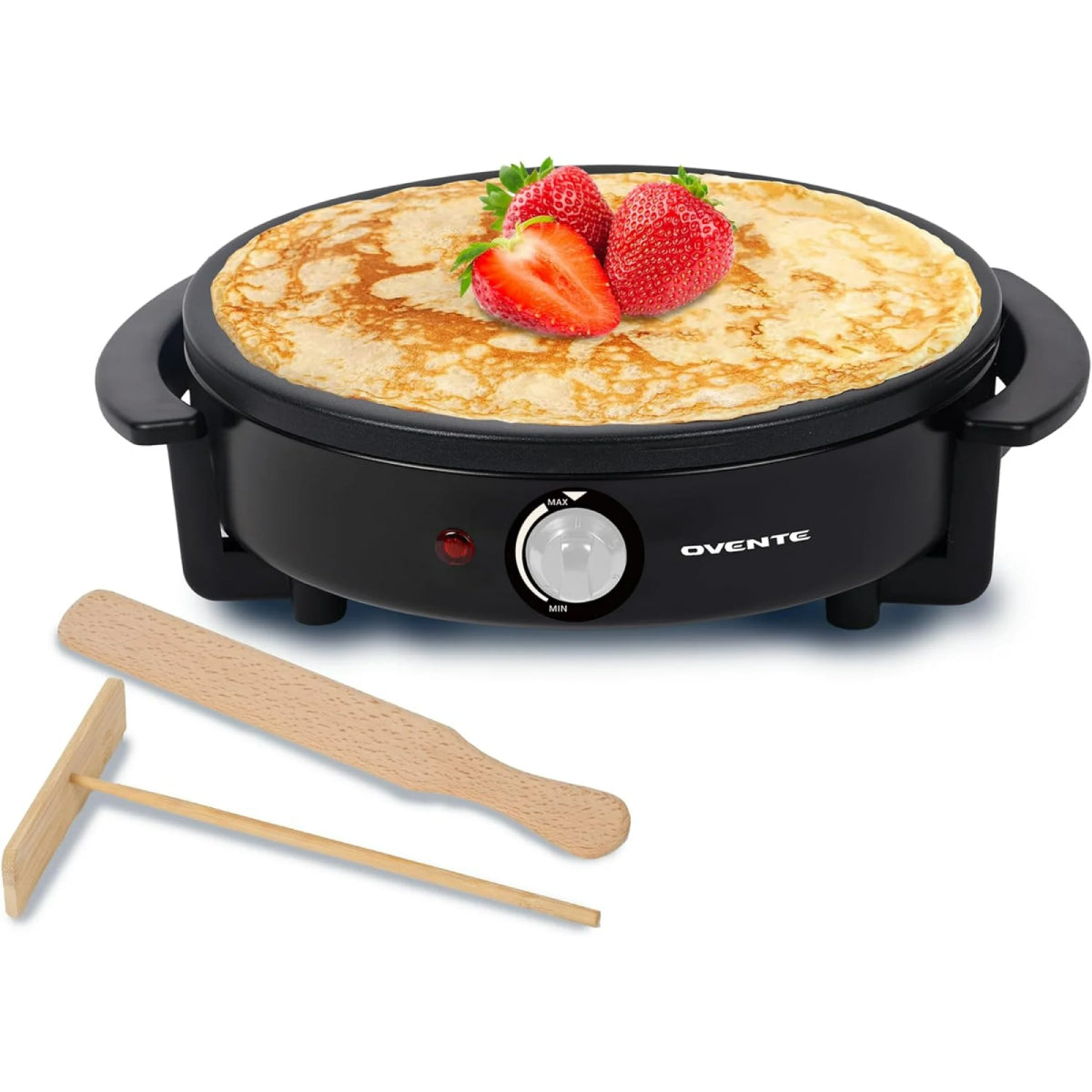 Ovente CRM1122B Electric Crepe Maker and Pancake Griddle Cooktop - Black